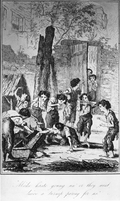 Beeil dich, Junge, sonst bleibt kein Rübenstück für uns übrig, Illustration aus Frances Trollope